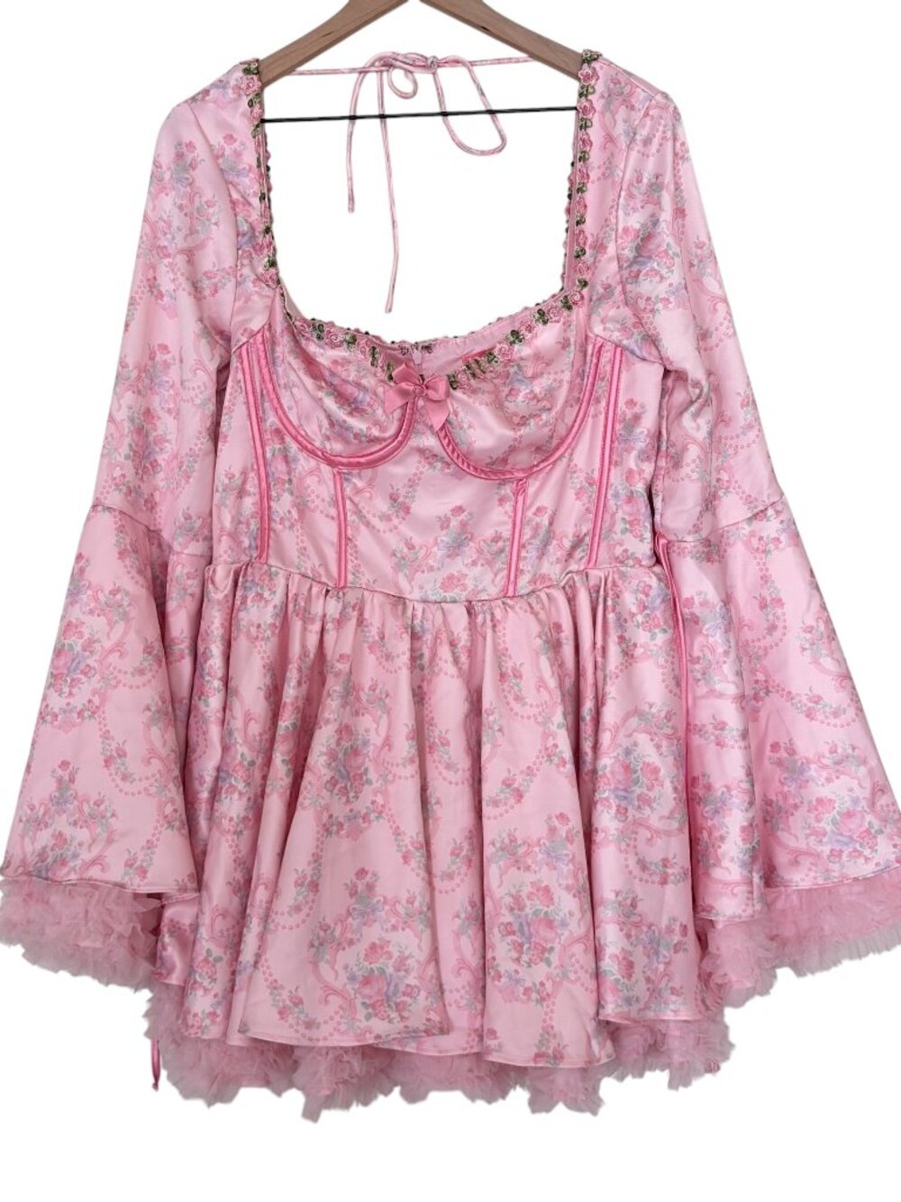NWT Dolls Kill Sugar Thrillz Pink Floral Scandal Sheet Mini Dress
